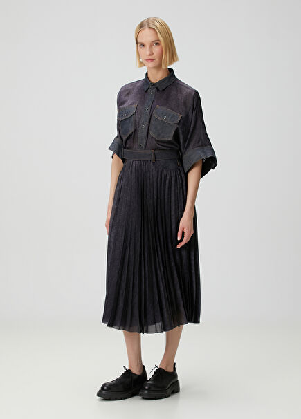 Indigo Midi Denim Skirt