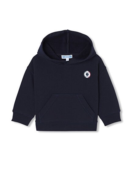 Navy Blue Fleece Hooded Baby Boy Sweatshirt
