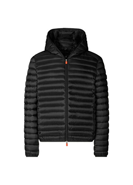 Devon Siyah Kapüşonlu Erkek Mont