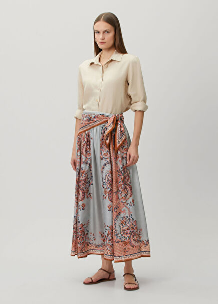 Multicolored Midi Silk Skirt