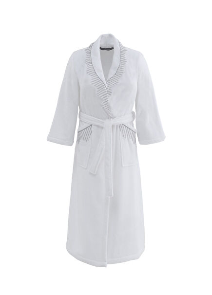 Nova Beyaz Pamuklu Kadın Bornoz 