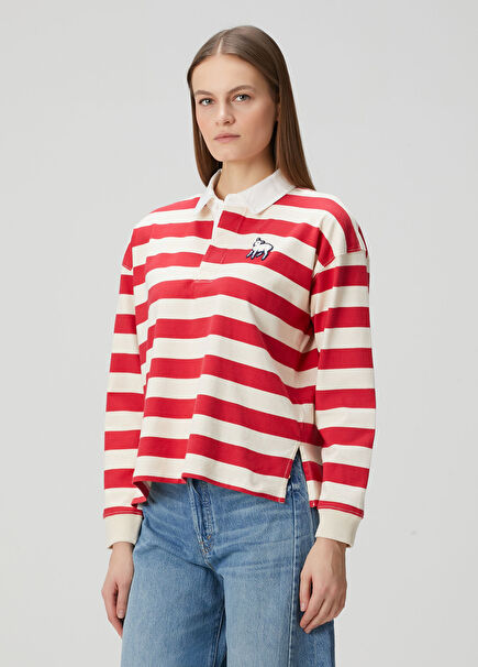 The Boxy Match Kırmızı Çizgili Polo T-shirt