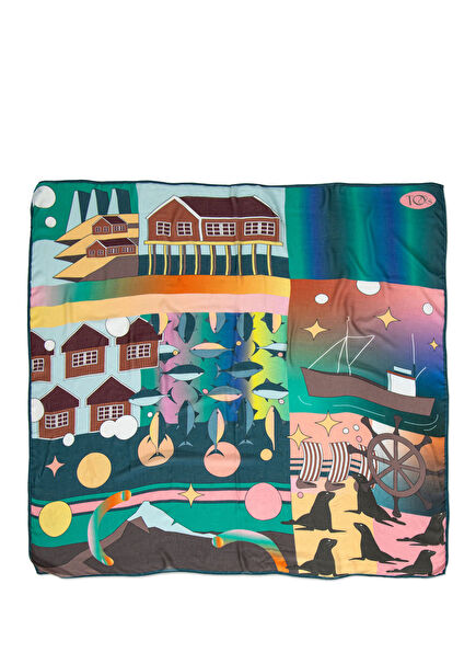 Lofoten Islands Desenli Modal Kadın Şal