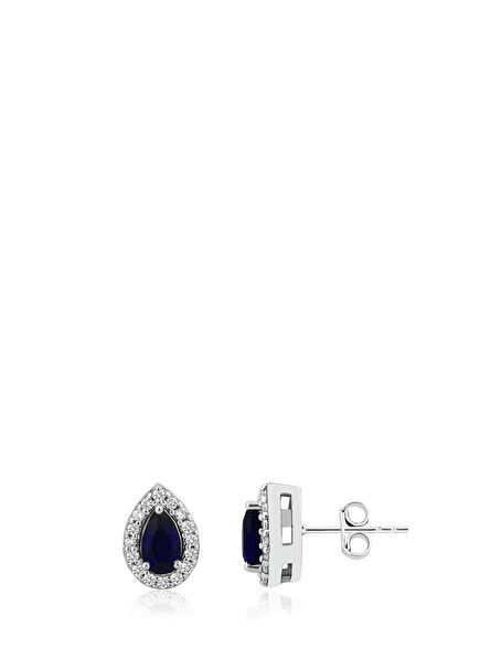 Sapphire 14K Gold Women's Earrings with Diamonds