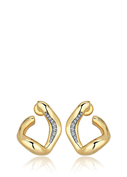 Mini Stream Kadın Altın Küpe