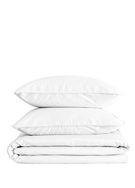 Pure Serisi Beyaz Pamuk Percale Çift Kişilik Nevresim Seti 200x220 cm