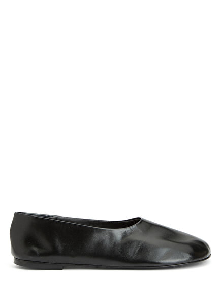 Black Leather Ballet Flats