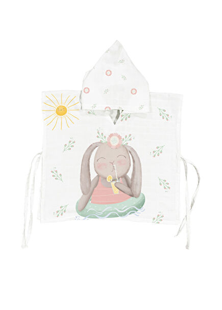 Loulou Organik Pamuk Kız Bebek Çocuk Müslin Panço Bornoz