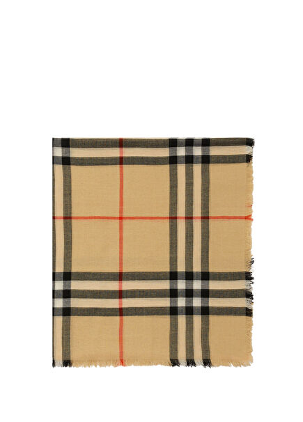 Check Bej Yün Kadın Atkı