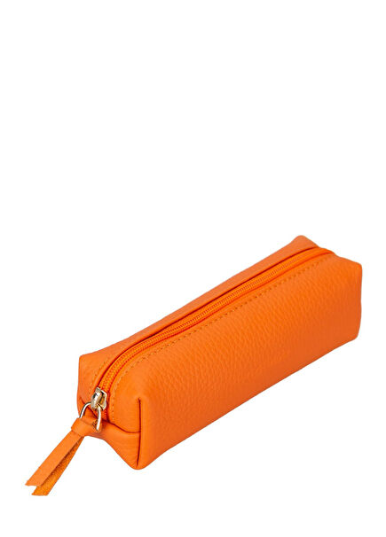 BloomBox Burnt Copper Orange Leather Makeup Bag & Pen Holder
