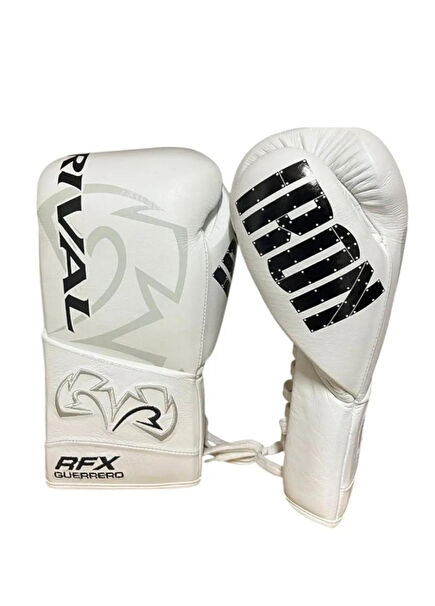 Rfx-Guerrero Custom White Sparring Gloves Drawstring White Leather 10oz Boxing Gloves
