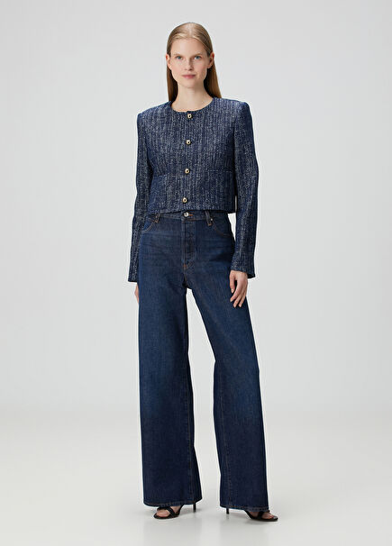 Loose Lacivert Jean Pantolon