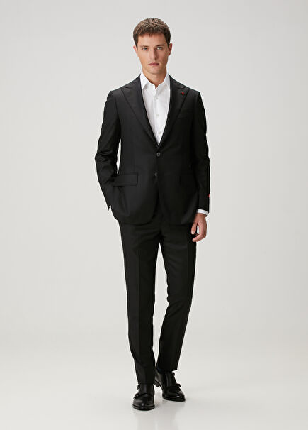 Black Stripe Pattern Wool Suit