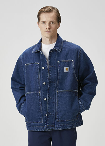 Og Double Front İndigo Denim Coat