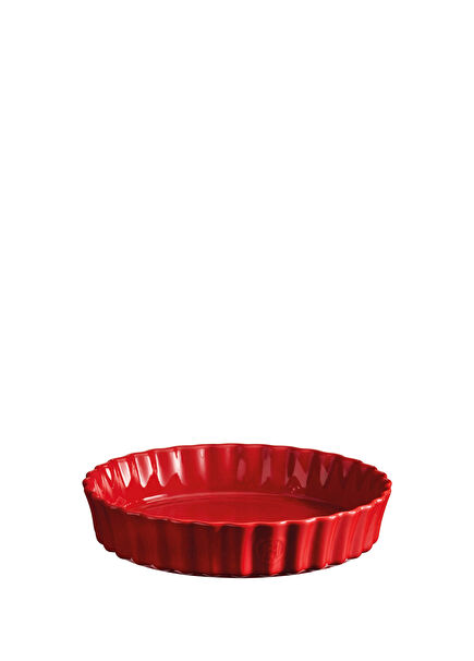 Red Ceramic Round Quiche Pie Baking Dish 24 cm