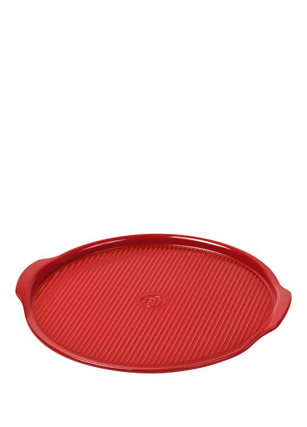 Kırmızı Burgundy Seramik Yuvarlak Pizza Fırın Kabı 40 cm