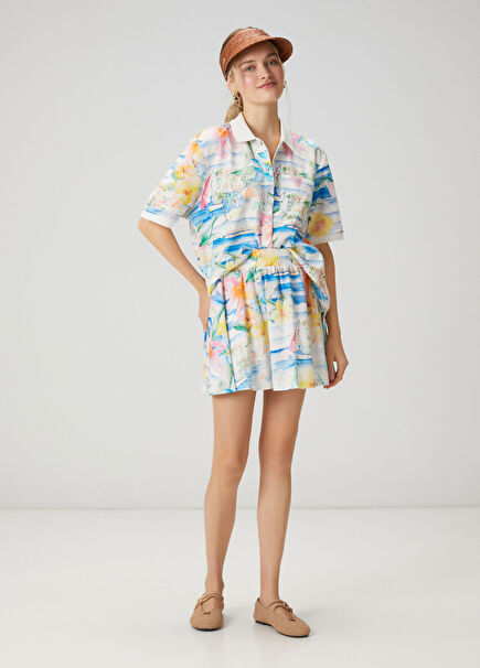 Hawaii Desenli Şort Etek