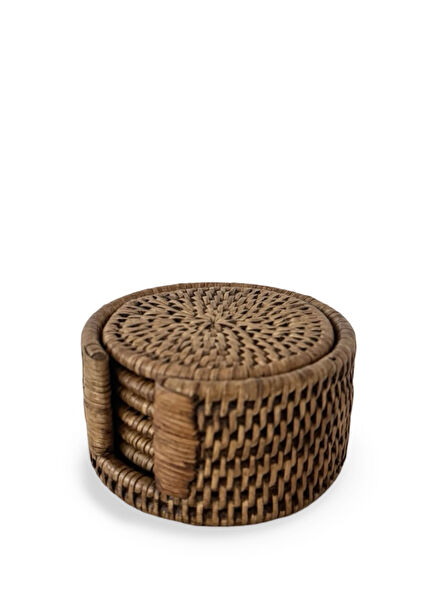 Kahverengi 6lı Rattan Bardak Altlığı