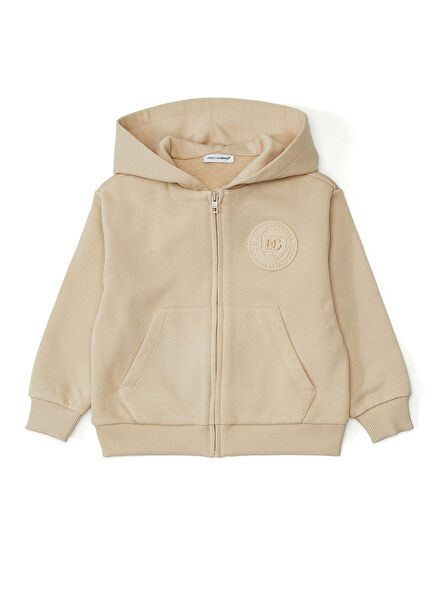 Bej Kapüşonlu Erkek Çocuk Sweatshirt