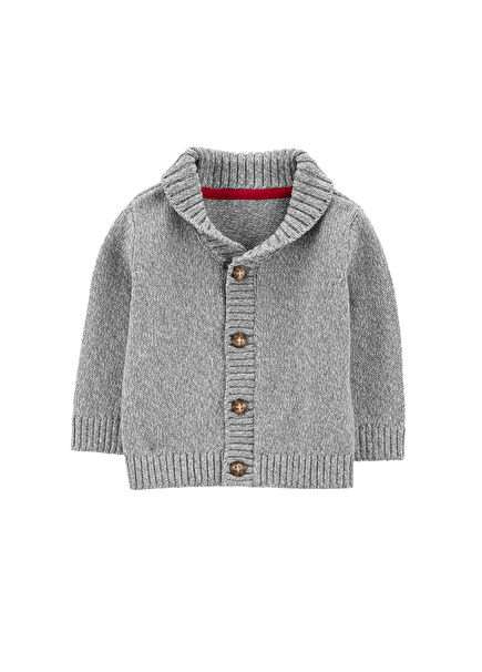 Grey Baby Boy Knitted Cardigan