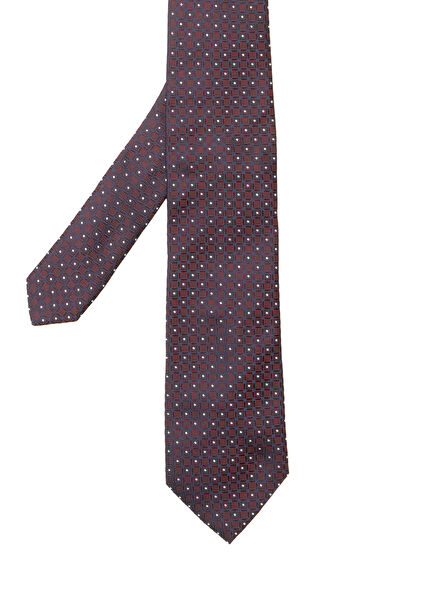 Brown Burgundy Silk Tie