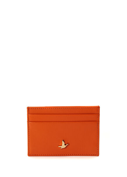 Turuncu Kadın Deri Kartlık