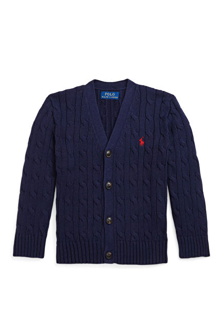 Lacivert Erkek Çocuk Saç Örgü Hırka