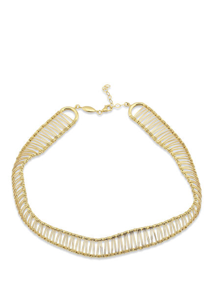 Glam 925 Ayar Gümüş 24 Ayar Altın Kaplama Kadın Choker Kolye