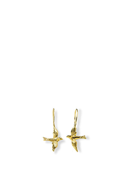 Gold Plated Women's Earrings on Bronze with Bird Detail