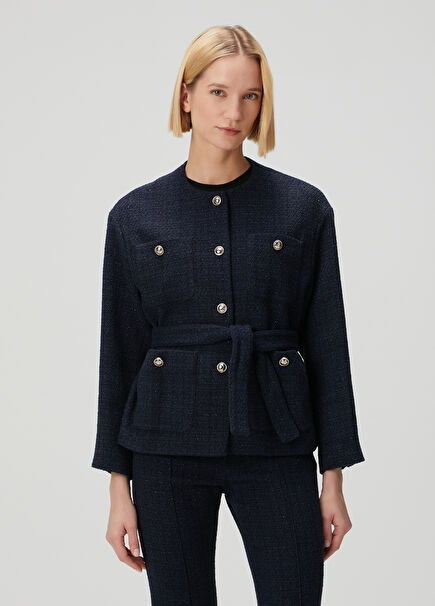 Venabline Lacivert Tweed Ceket