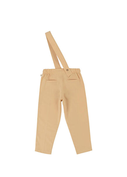 Sarı Organik Pamuk Unisex Çocuk Salopet Pantolon 