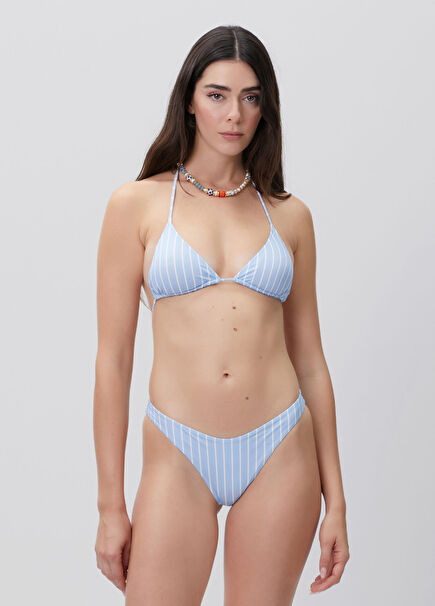 Leah Mavi Çizgili Üçgen Bikini Üstü