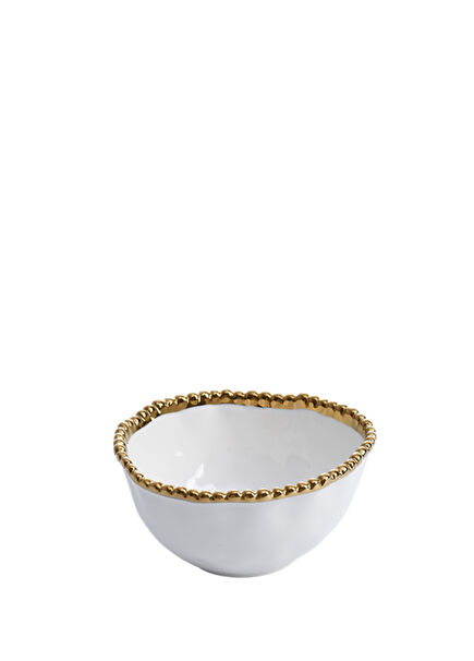 White Gold Porcelain Serving Bowl 14 cm