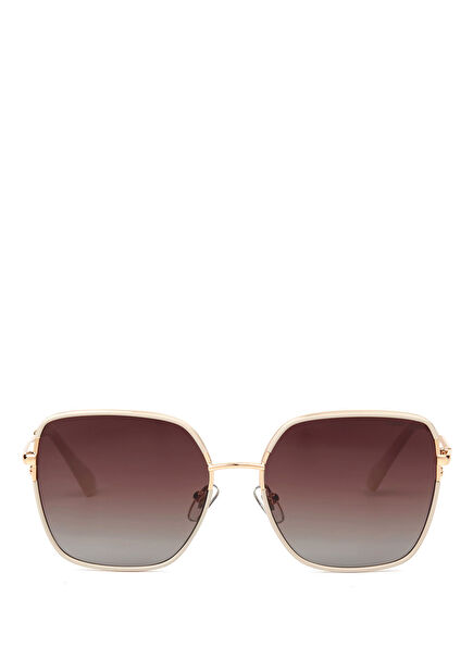 DS 2292 C3 Rectangular Metal Cream Gold Women's Sunglasses