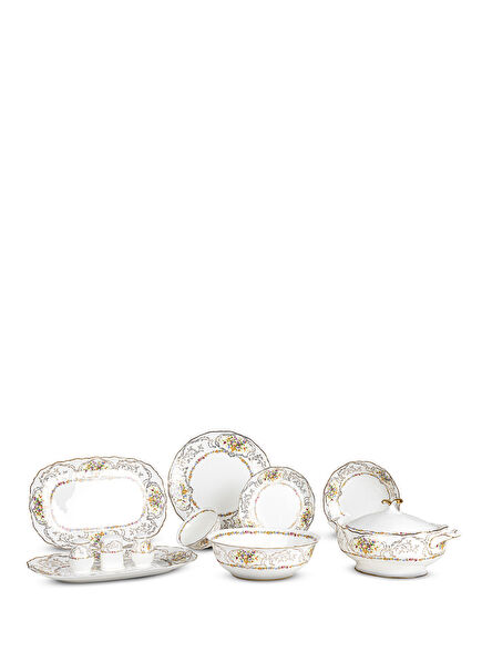 Tiffany Vola Desenli Bone China Porselen 60 Parça 12 Kişilik Yemek Takımı