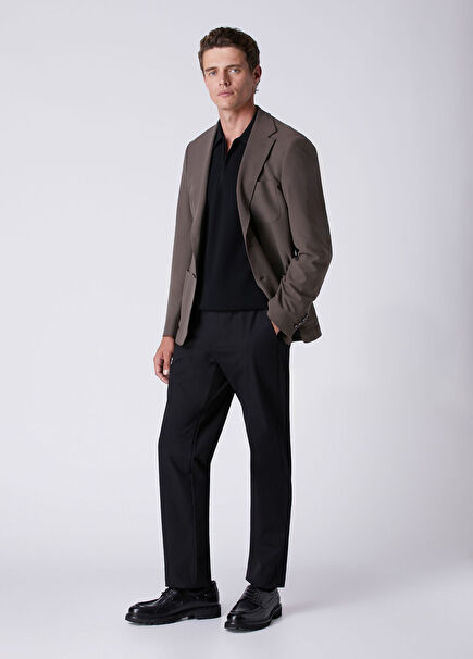 Regular Fit Black Twill Stretch Sports Pants
