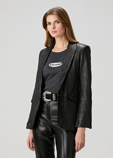 Valse Buruşuk Dokulu Deri Ceket