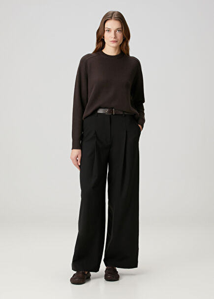 Black Wide Leg Wool Pants