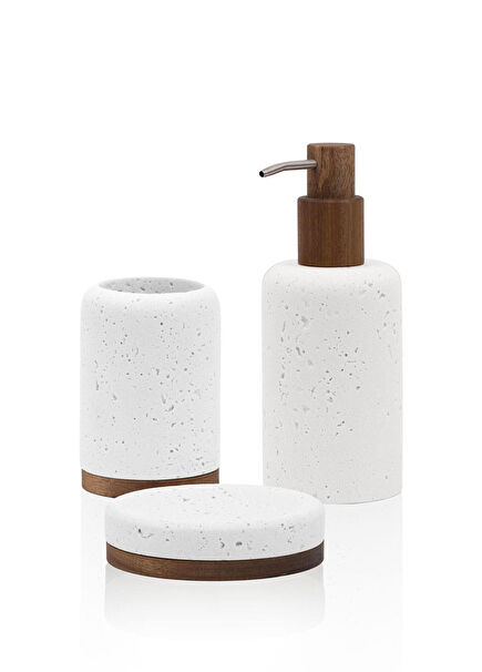 Travertine White 3 Piece Bathroom Set