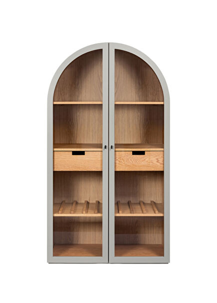 Cübe Grey Wooden Glass Sideboard