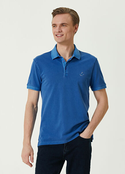 Slim Fit Kobalt Polo Yaka Pike T-shirt