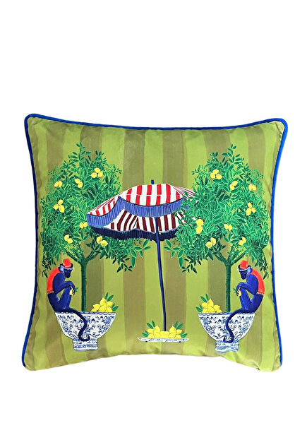 Maymun Desenli Dekoratif Kırlent Kılıfı 50x50 cm