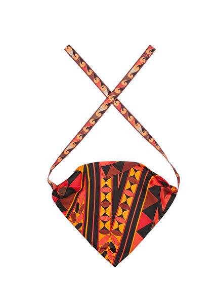 Orange Black Women's Triangle Silk Bandana