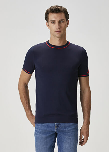 Navy Blue Logo Jacquard Sweater