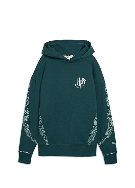 PUMA HOOPS x HARRY POTTER Green Terrain Heather Kapüşonlu Kadın Kapüşonlu Sweatshirt