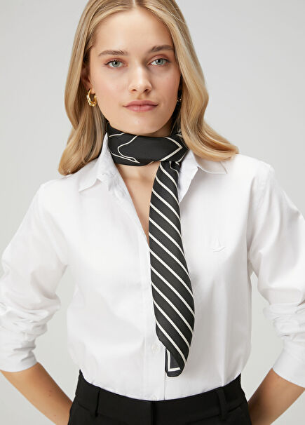 Black Striped Silk Scarf