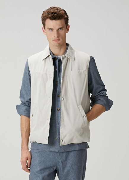 Kırık Beyaz Süet Yelek