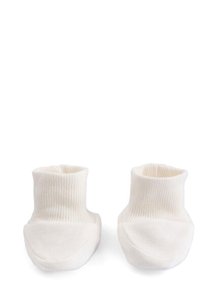 Ekru Organik Pamuk Unisex Bebek Patik