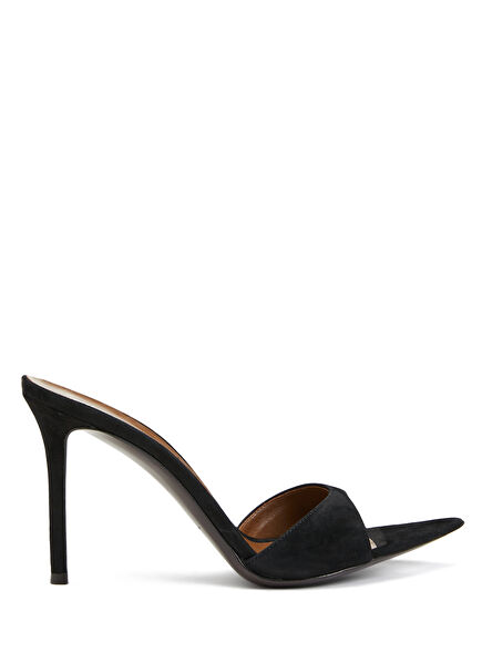 Black Womens Leather Slippers