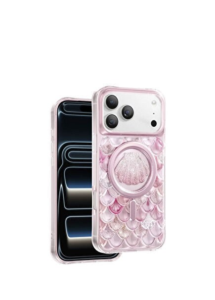 Iceland iPhone 17 Pro Max Simli Pembe Magsafe Uyumlu Telefon Kılıfı